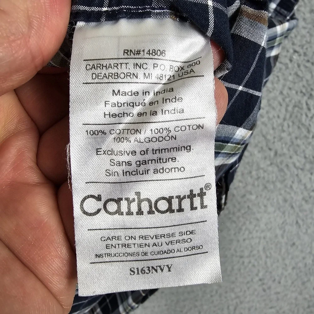 Carhartt Shirt Mens Large Plaid Short Sleeve Cotton Button Up - Picture 7 of 12